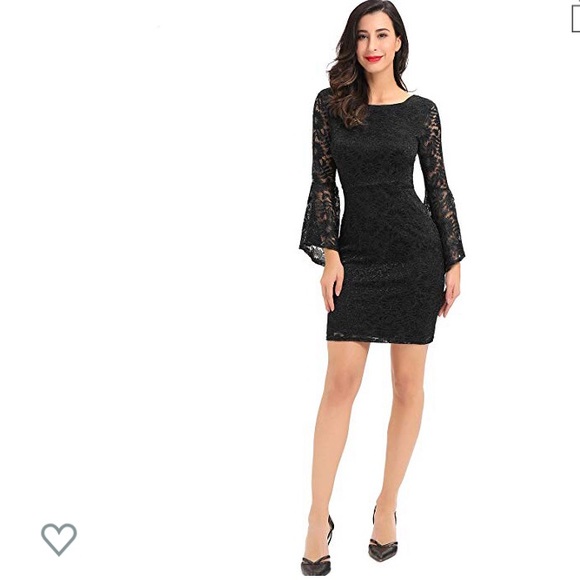 Reversible Bell Sleeve Lace Bodycon Mini Dress - Picture 4 of 6
